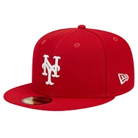 Men's New Era Red York Mets Logo 59FIFTY Fitted Hat