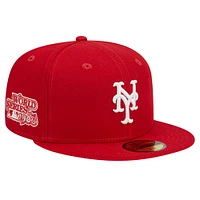 Men's New Era Red York Mets Logo 59FIFTY Fitted Hat