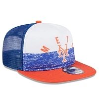 Men's New Era White/Orange New York Mets Team Foam Front A-Frame Trucker 9FIFTY Snapback Hat