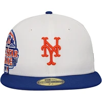 Men's New Era White/Royal York Mets Major Sidepatch 59FIFTY Fitted Hat
