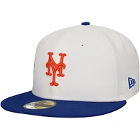 Men's New Era White/Royal York Mets Major Sidepatch 59FIFTY Fitted Hat
