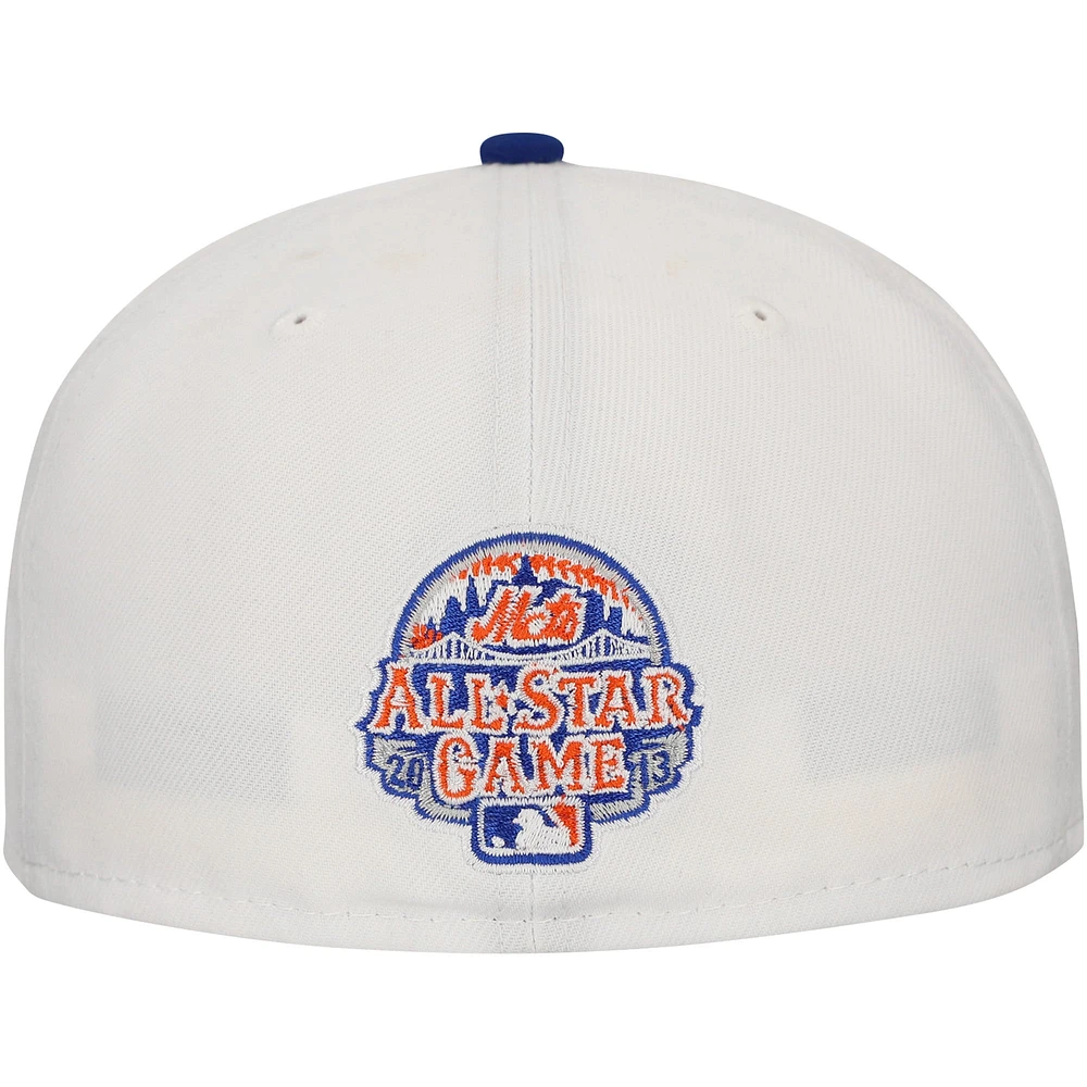 Men's New Era White/Royal York Mets Major Sidepatch 59FIFTY Fitted Hat