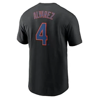 Men's Nike Francisco Alvarez Black New York Mets Fuse Name & Number T-Shirt