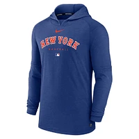 Men's Nike Heather Royal New York Mets Authentic Collection Early Work Tri-Blend Performance Pullover Hoodie