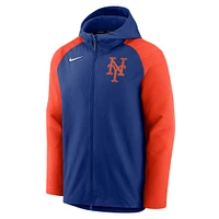 Men's Nike Royal/Orange New York Mets Authentic Collection Performance Raglan Full-Zip Hoodie