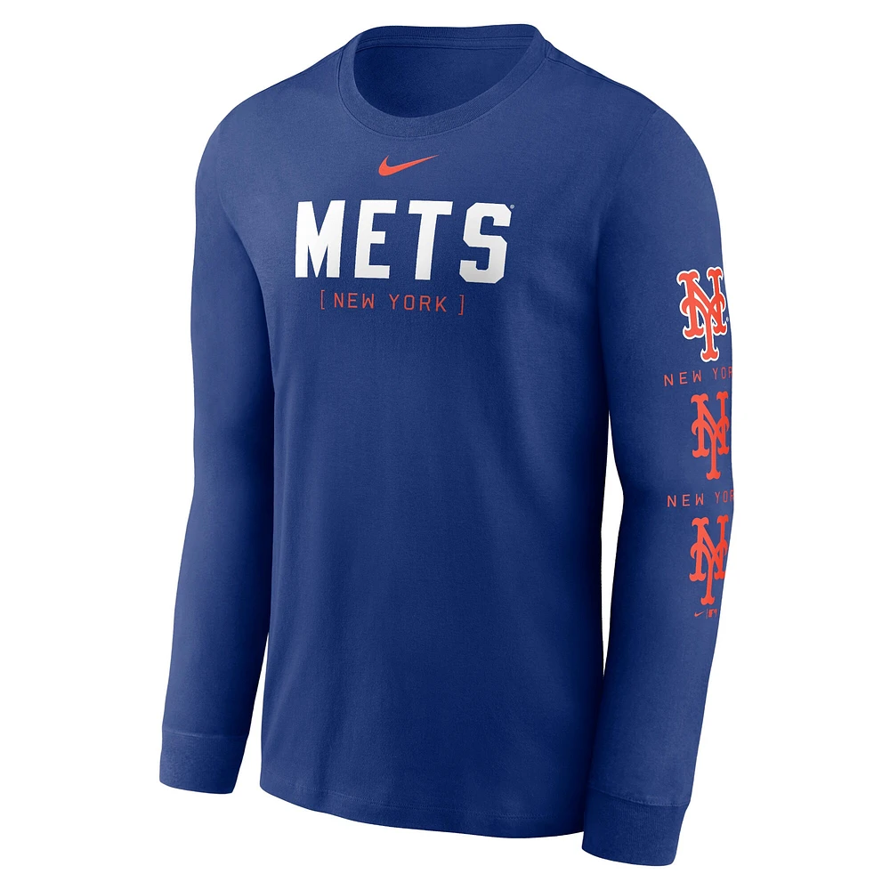 Men's Nike Royal New York Mets Wordmark Logo Long Sleeve T-Shirt