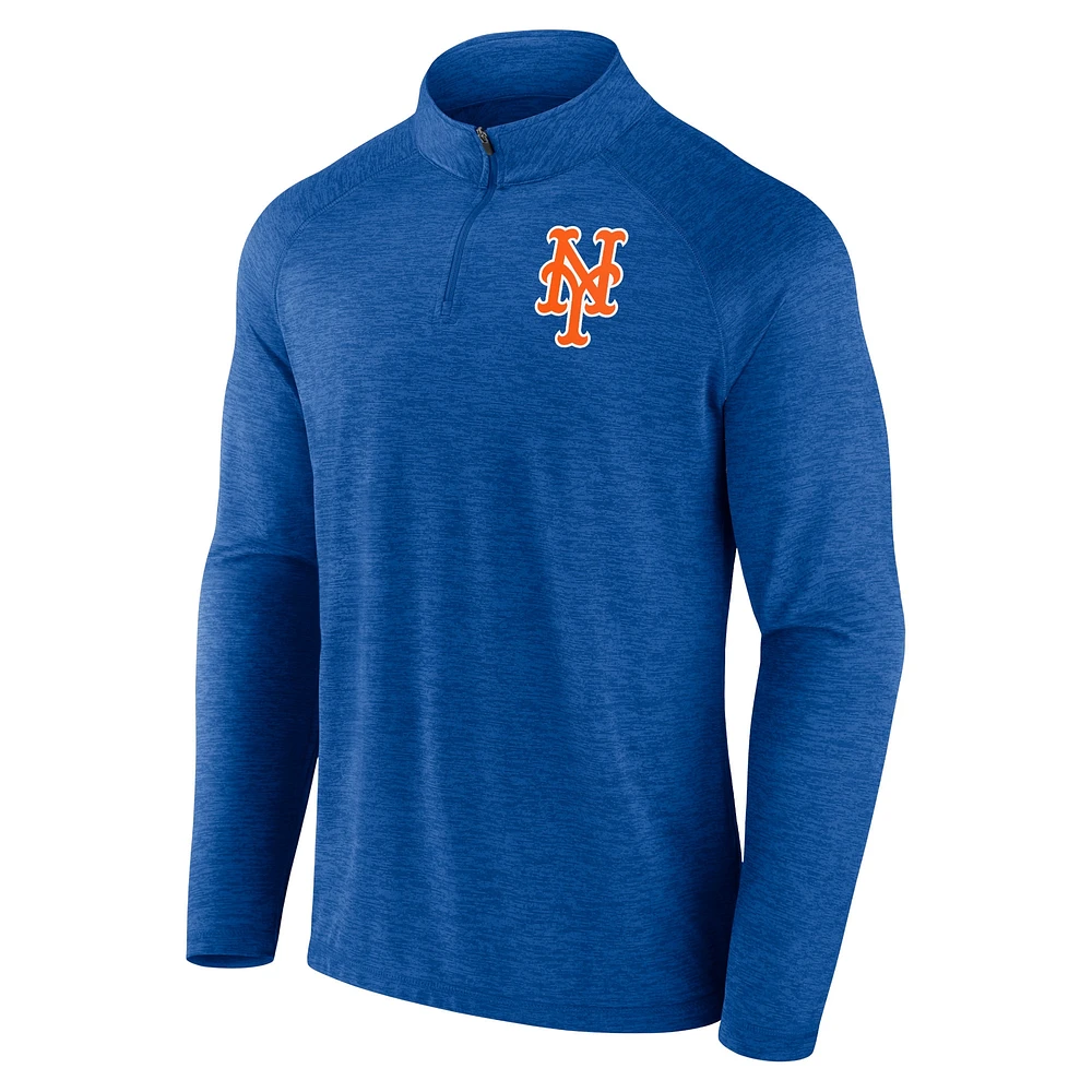 Men's Profile Royal New York Mets Big & Tall Raglan Quarter-Zip Top