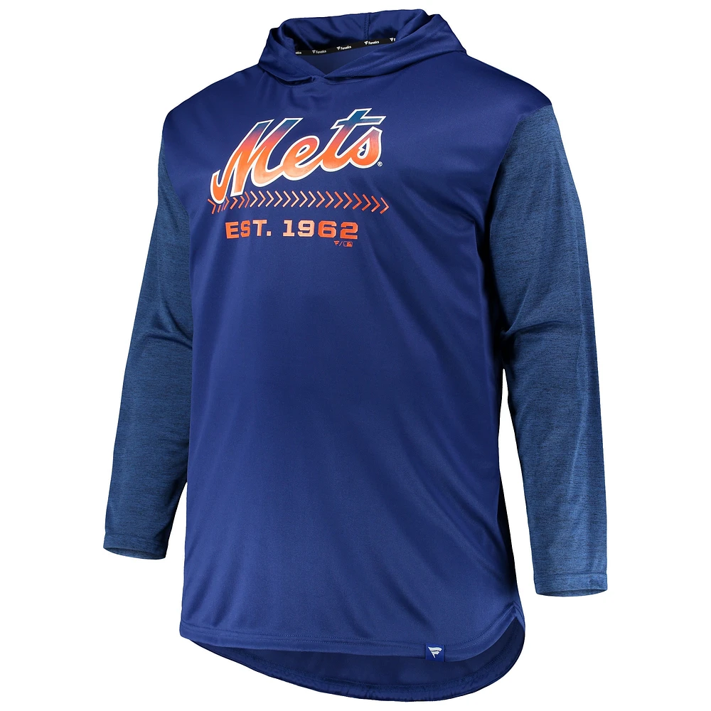 Men's Royal/Heathered Royal New York Mets Big & Tall Wordmark Club Pullover Hoodie
