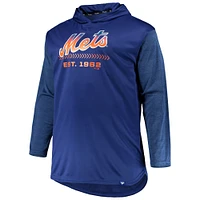 Men's Royal/Heathered Royal New York Mets Big & Tall Wordmark Club Pullover Hoodie