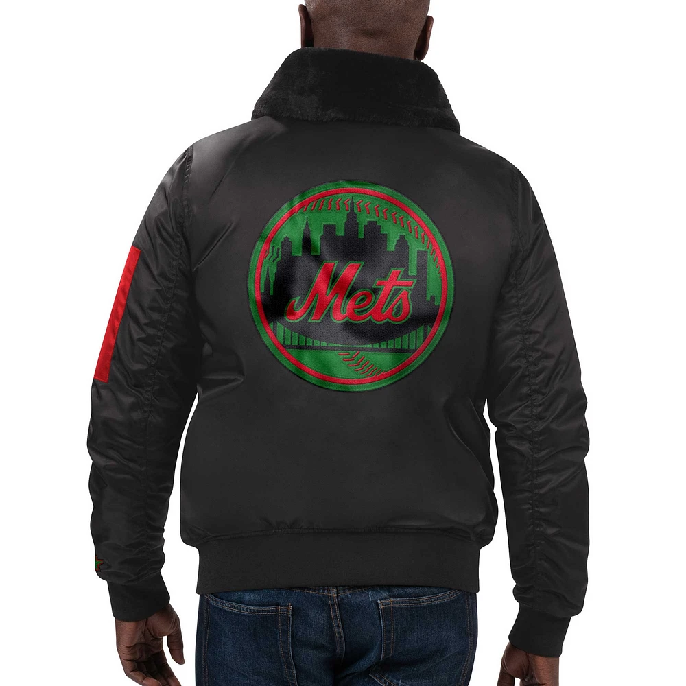 Men's Starter x Ty Mopkins Black New York Mets History Month Satin Full-Zip Jacket