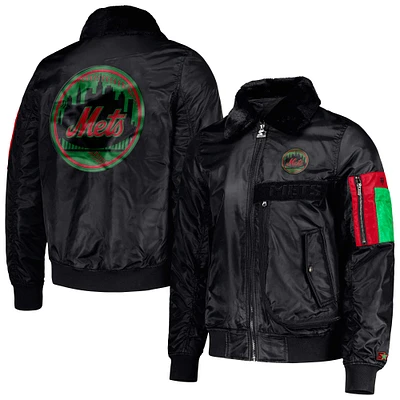 Men's Starter x Ty Mopkins Black New York Mets History Month Satin Full-Zip Jacket