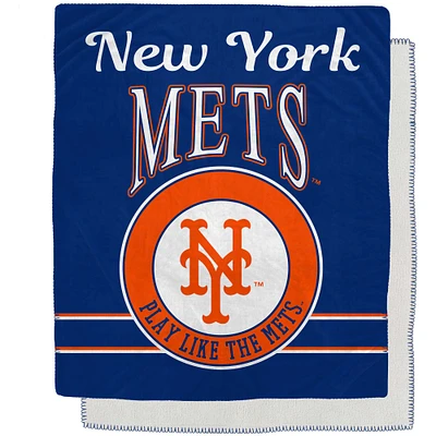 Couverture Sherpa en flanelle polaire avec emblème rétro des Mets de New York, 50 po x 60 po