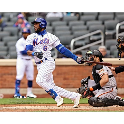 Starling Marte New York Mets Unsigned Hits a Single Photograph