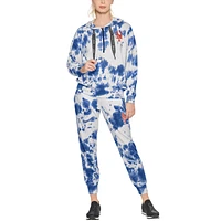 Women's DKNY Sport White/Royal New York Mets Dakota Tie-Dye Half-Zip Hoodie