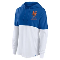 Women's Fanatics Royal/White New York Mets Backup Option Pullover Hoodie