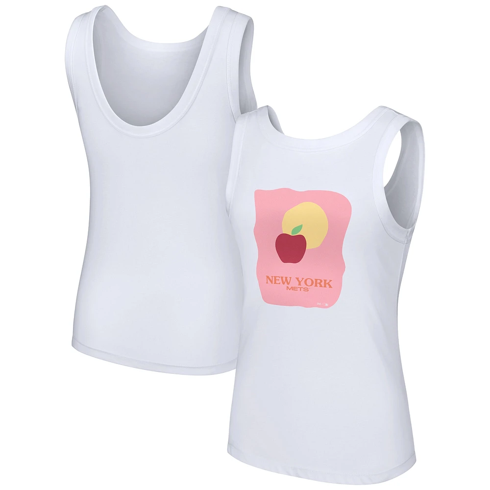 Women's Lusso Style White New York Mets Lindy Tank Top