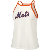 Women's Lusso  White New York Mets Nadine Halter Tank Top