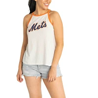 Women's Lusso  White New York Mets Nadine Halter Tank Top