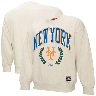 Sweat-shirt à enfiler Mitchell & Ness pour femme de la collection Cooperstown Laurel des Mets New York, couleur crème