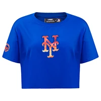 Women's Pro Standard Royal New York Mets Painted Sky Boxy Cropped T-Shirt