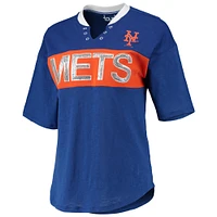 Women's Touch Royal/Orange New York Mets Lead Off Notch Neck T-Shirt