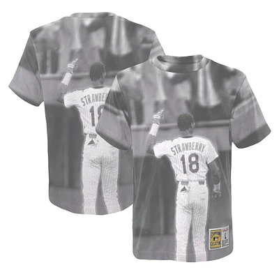 T-shirt pour jeune Mitchell & Ness Darryl Strawberry White New York Mets Sublimated Player