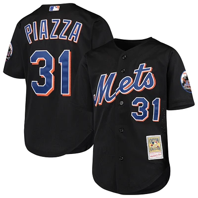 Jeunes Mitchell & Ness Mike Piazza Noir New York Mets Cooperstown Collection Maillot d'entraînement au bâton en maille