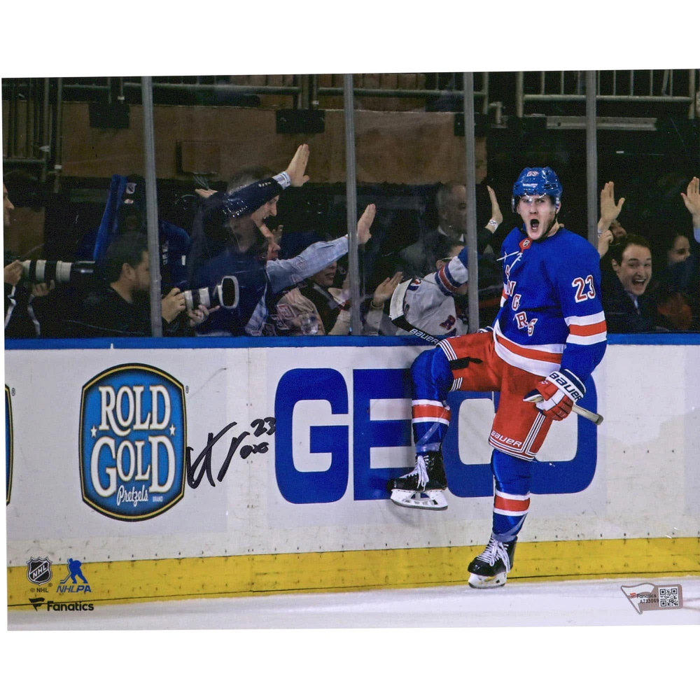 Adam Fox New York Rangers Autographed 8" x 10" Blue Jersey Goal Celebration Photograph
