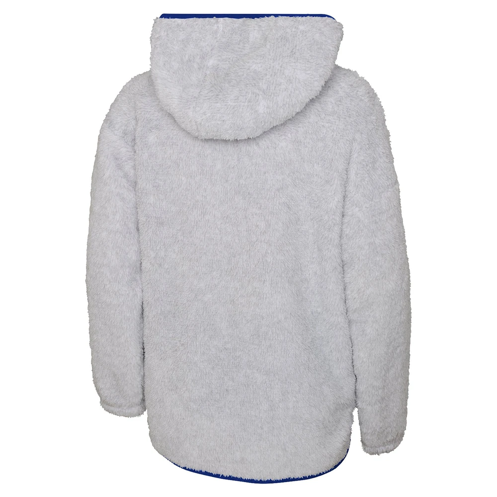 Girls Youth Heather Gray New York Rangers Ultimate Teddy Fleece Pullover Hoodie