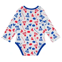 Infant White New York Rangers Quick Learner Long Sleeve Bodysuit