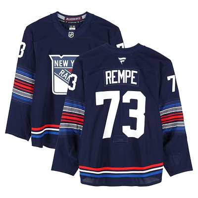 Matt Rempe New York Rangers Game-Used #73 Navy Alternate Set 1 Jersey from the 2024-25 NHL Season