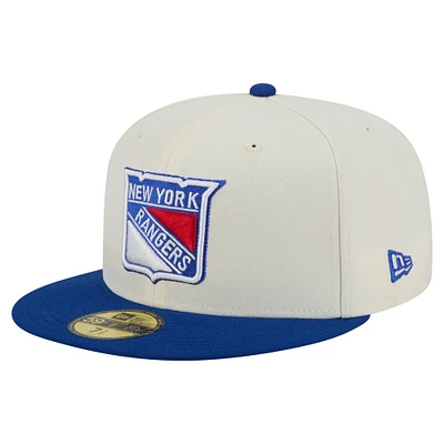 Casquette ajustée bicolore chromée New Era 59FIFTY pour homme des York Rangers