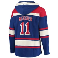 Men's '47 Mark Messier Blue New York Rangers Retired Player Name & Number Lacer Pullover Hoodie
