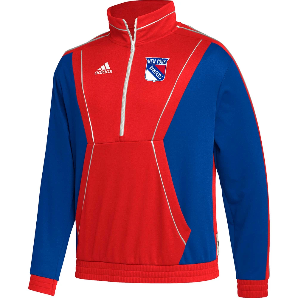 Men's adidas Red New York Rangers Team Classics Half-Zip Jacket