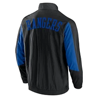 Men's Black New York Rangers Step Up Crinkle Raglan Full-Zip Windbreaker Jacket