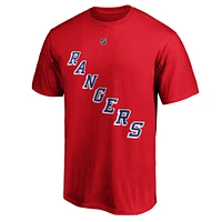 T-shirt rouge avec nom et numéro Fanatics Alexis Lafrenière des Rangers de New York pour hommes