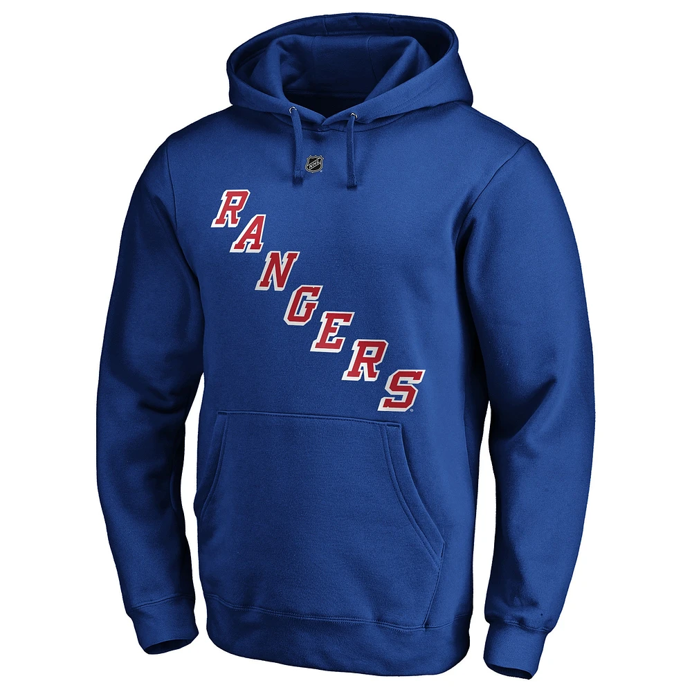 Men's Fanatics Artemi Panarin Blue New York Rangers Authentic Stack Player Name & Number Fitted Pullover Hoodie
