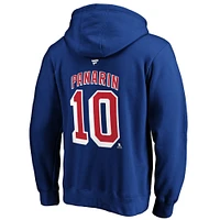 Men's Fanatics Artemi Panarin Blue New York Rangers Authentic Stack Player Name & Number Fitted Pullover Hoodie