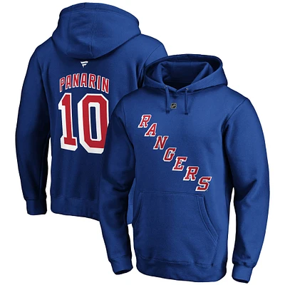 Men's Fanatics Artemi Panarin Blue New York Rangers Authentic Stack Player Name & Number Fitted Pullover Hoodie