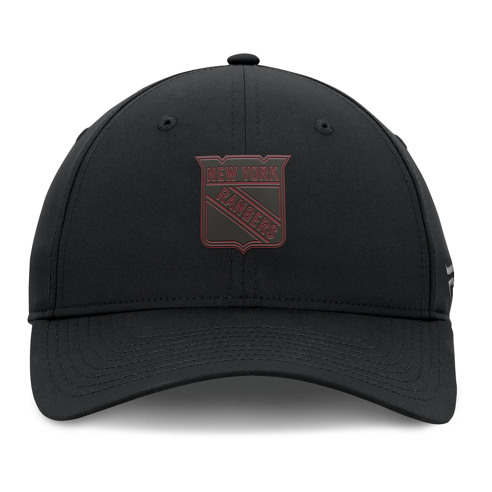 Men's Fanatics Black New York Rangers Authentic Pro Road Logo Adjustable Hat