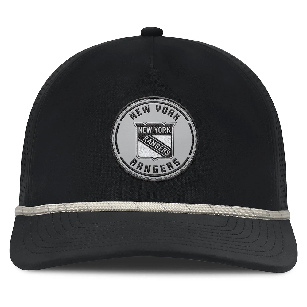 Men's Fanatics Black New York Rangers Front Office Performance A-Frame Adjustable Hat