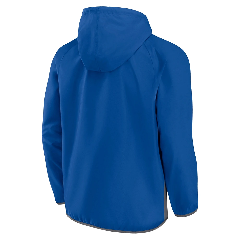 Veste à capuche demi-zip Fanatics Blue New York Rangers Flagrant Foul Anorak Raglan pour hommes