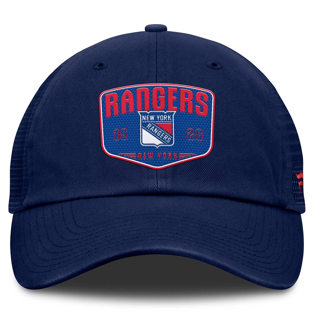 Men's Fanatics Blue New York Rangers Fundamental One-Time Trucker Adjustable Hat