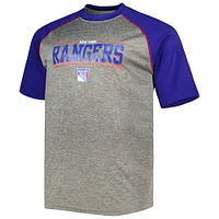 Men's Fanatics Mika Zibanejad Heather Gray/Blue New York Rangers Big & Tall Contrast Raglan Name Number T-Shirt