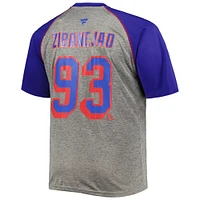 Men's Fanatics Mika Zibanejad Heather Gray/Blue New York Rangers Big & Tall Contrast Raglan Name Number T-Shirt