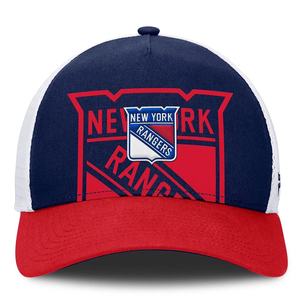 Men's Fanatics Navy/Red New York Rangers Authentic Pro A-Frame Rink Adjustable Hat