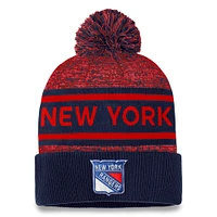 Men's Fanatics  Navy/Red New York Rangers Authentic Pro Cuffed Knit Hat with Pom