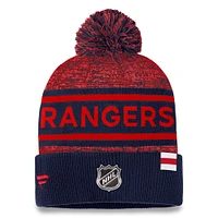 Men's Fanatics  Navy/Red New York Rangers Authentic Pro Cuffed Knit Hat with Pom