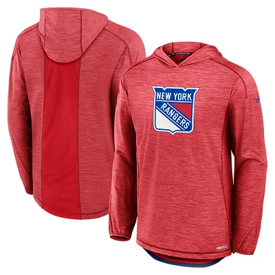 Sweat à capuche léger authentique Pro Rink des New York Rangers pour hommes Fanatics Red