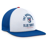 Men's Fanatics White/Royal New York Rangers Decades Collection Foam Front Snapback Hat